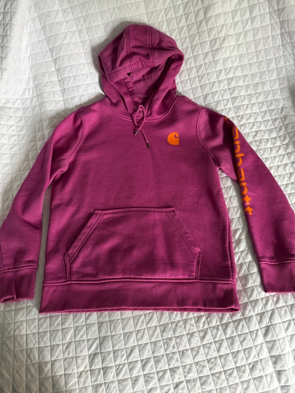 Carhartt Plum/Fuchsia Hoodie with Orange Logo
